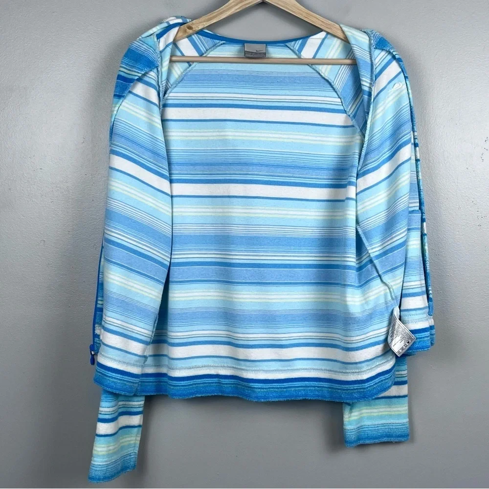Nike Youth Girls Striped Soft Terry Cloth Full-Zip Jacket Size L; Beach, Casual